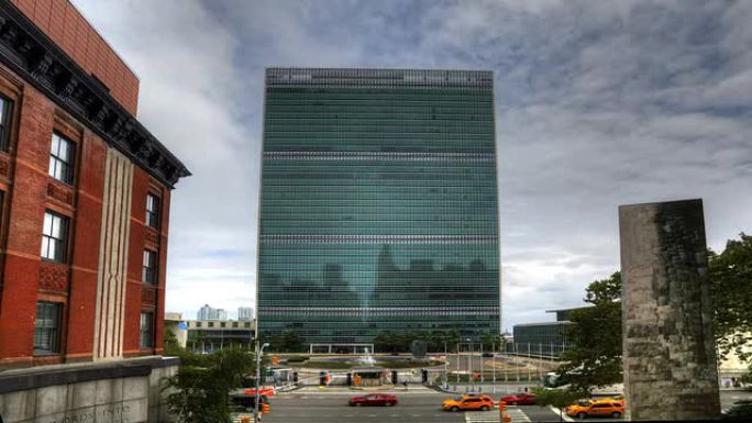 纽约联合国大楼的延时视图