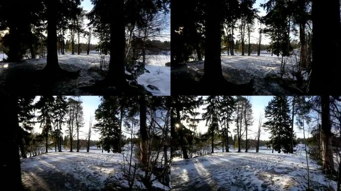 冬天的蒙雷波公园。维堡。俄罗斯。