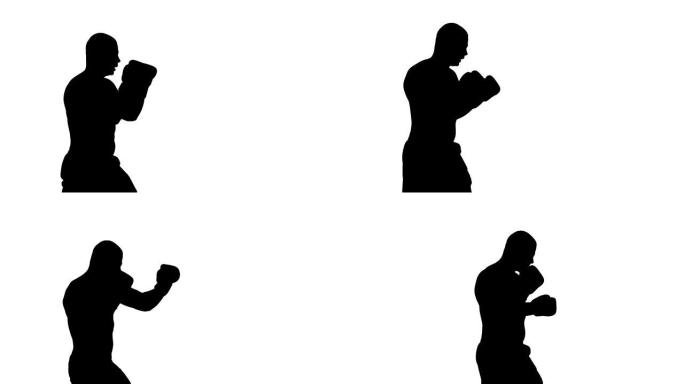 一名白人男子在轮廓上锻炼拳击拳击手健身