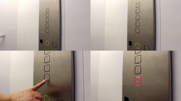 食指按下电梯中的零楼层按钮，4k steadicam射击