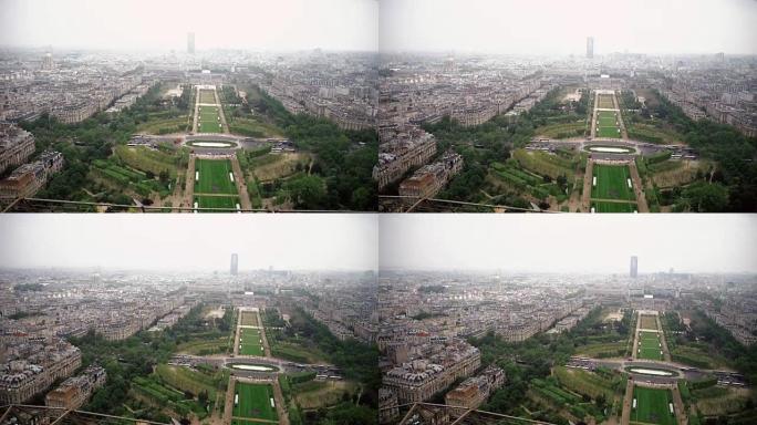 巴黎的城市景观，法兰西岛，法国，巴黎的主要景点-战神冠军，蒙帕纳斯之旅，荣军院国家酒店-向下倾斜