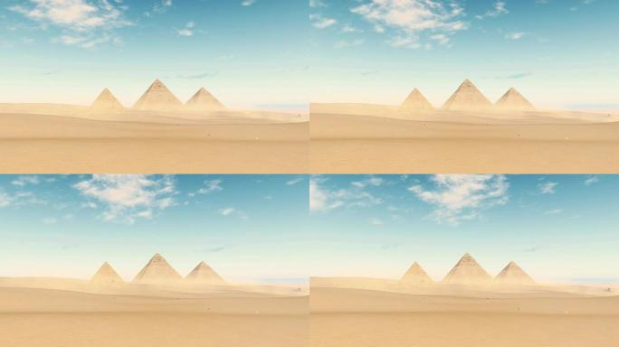埃及吉萨金字塔上空的时光倒流云