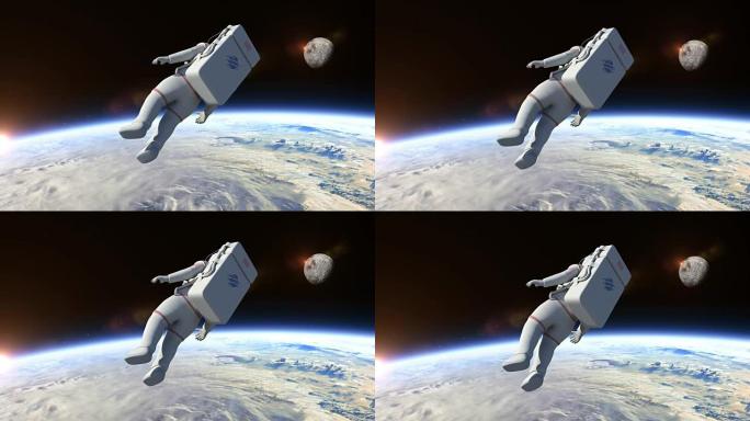 宇航员飞越地球