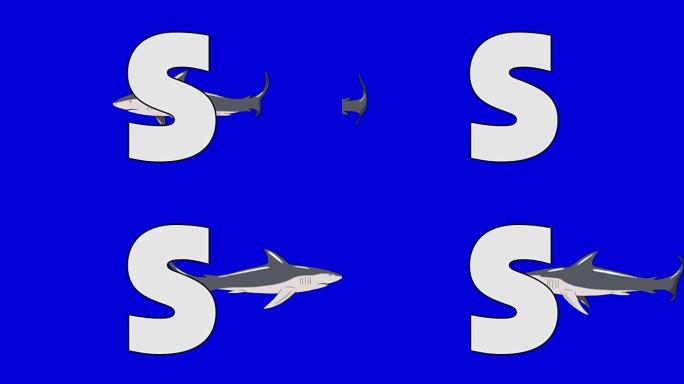 字母S和鲨鱼 (背景)