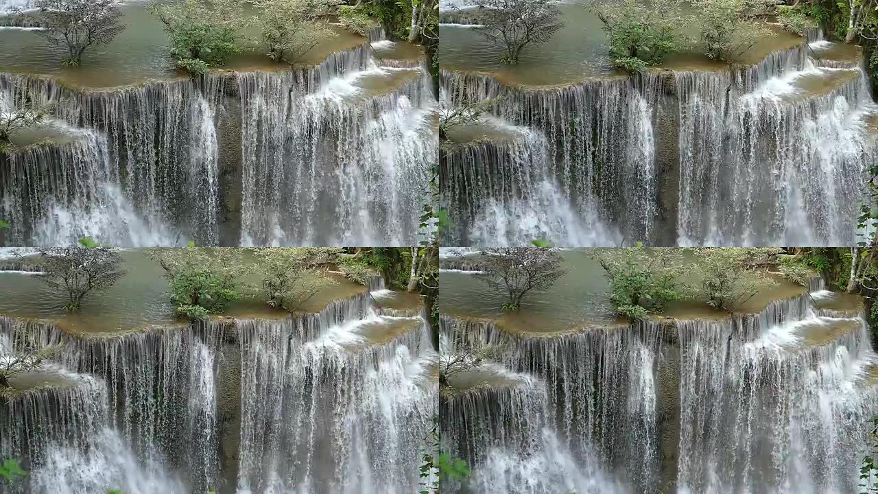 华伊卡米瀑布的水源抽象背景