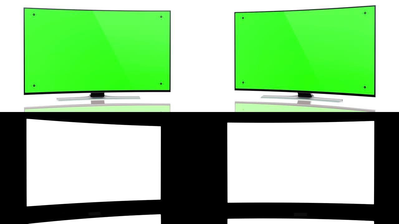 白色弧形绿色屏幕超高清智能电视