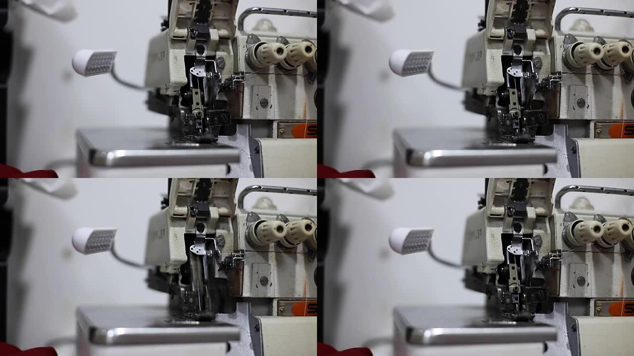慢动作缝纫机的特写镜头