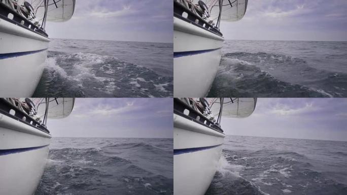 夏季安大略湖的速度快速帆船多伦多低角速度波