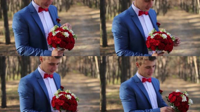 新郎为新娘准备了花束