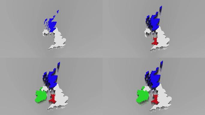 英国和爱尔兰3D地图