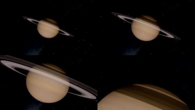 土星时光倒流并飞越环