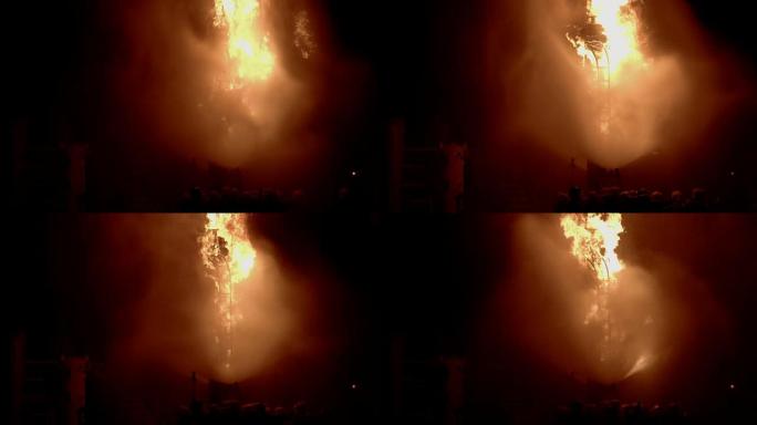 4 - k消防队员停止燃烧的石油工业工厂反应塔