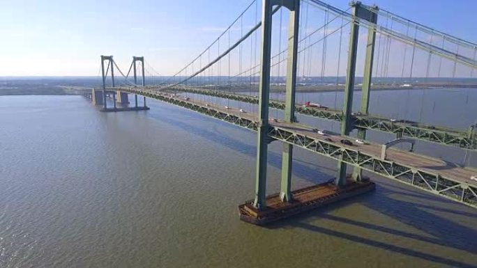 特拉华纪念桥的航拍视频