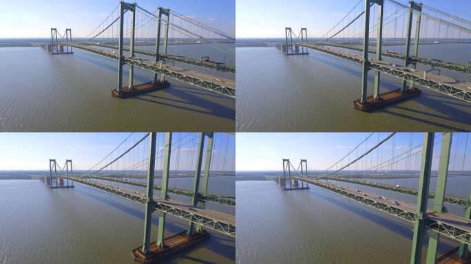 特拉华纪念桥的航拍视频