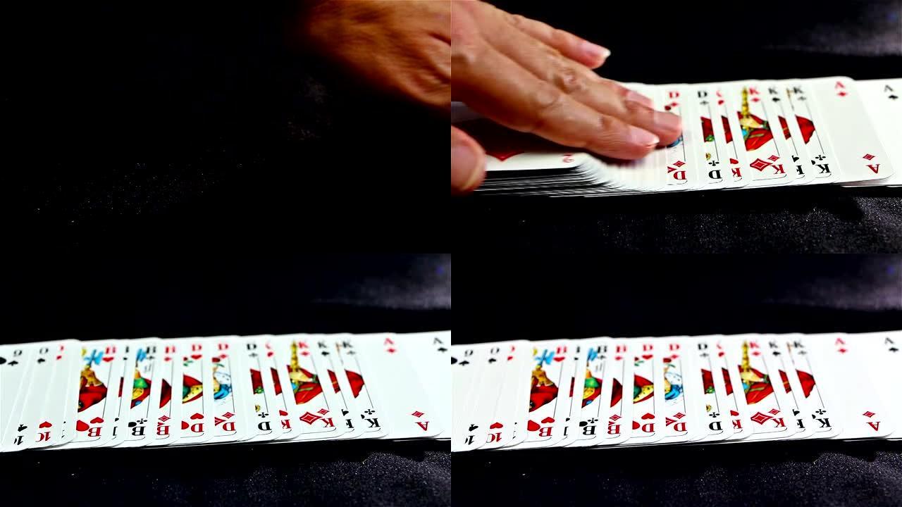 洗牌的扑克牌发牌员洗牌