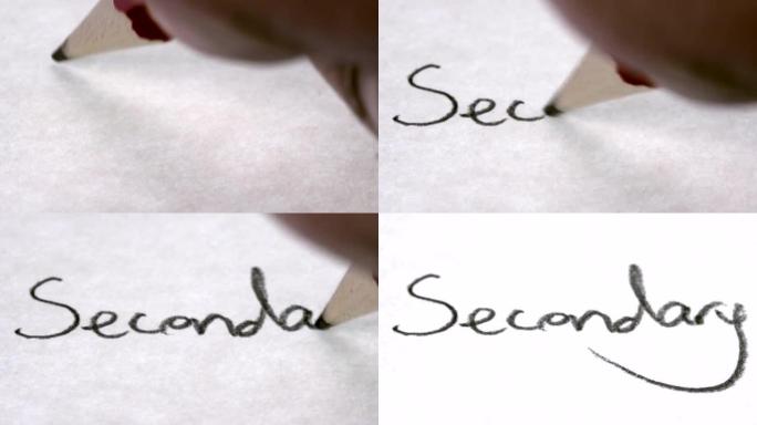 一个人在一张纸上手写第二个单词