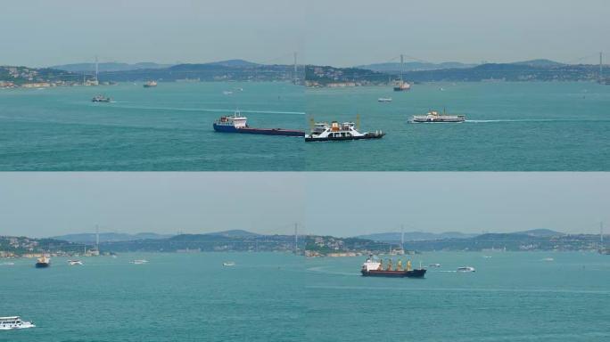 伊斯坦布尔。博斯普鲁斯海峡的海上交通
