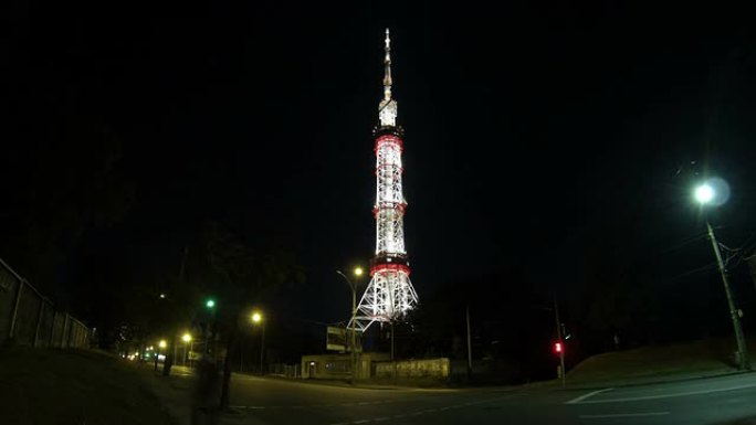 电视发射塔，timelapse (乌克兰，基辅)