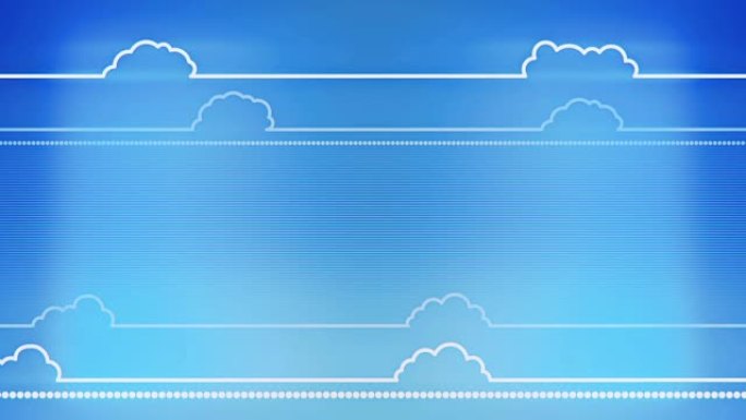 蓝色背景上的云风格化线条平面动画