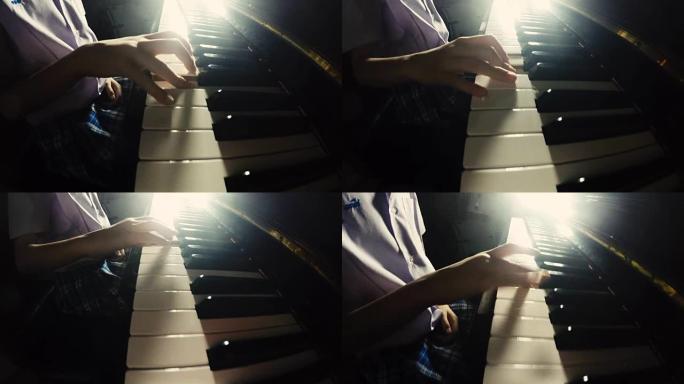 亚洲小女孩弹钢琴