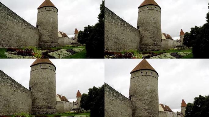 中世纪塔楼-城墙的一部分。爱沙尼亚塔林