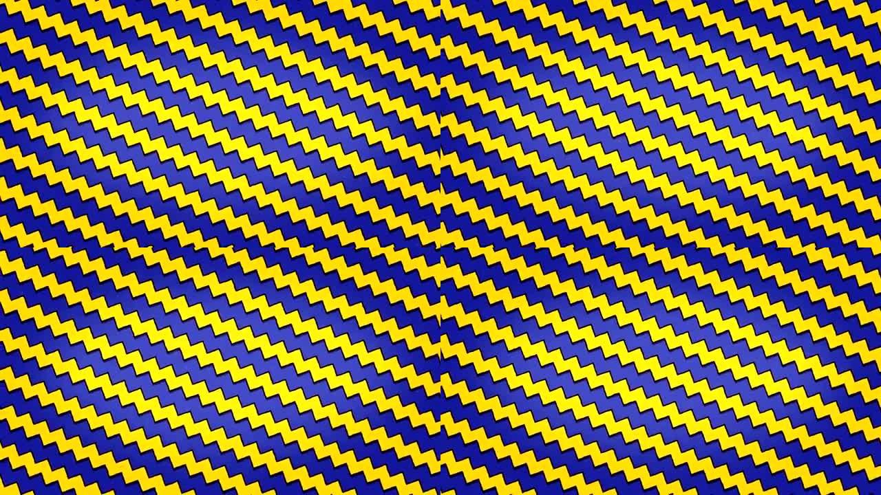 黄色蓝色箭头线之字形动画无缝循环纹理