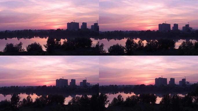 日落时的风景与河的景色