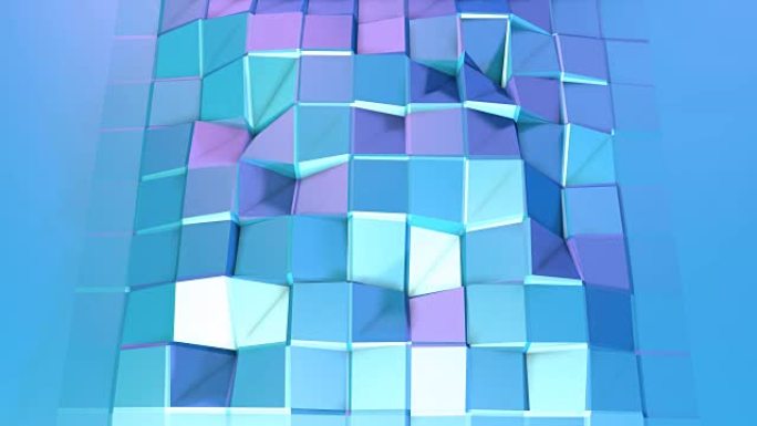 抽象简单的蓝紫色低聚3D表面作为独特的背景。柔和的几何低聚运动背景与纯蓝紫色多边形。4k全高清无缝循