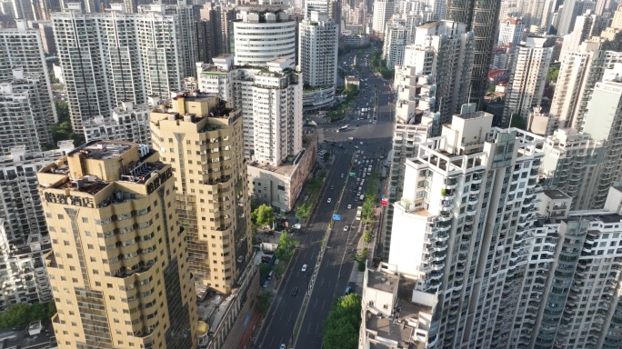 5K原素材-上海长寿路，普陀、静安分界线