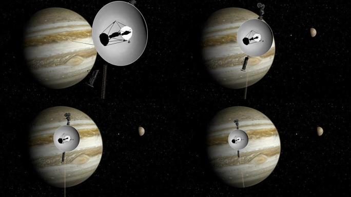 旅行者号太空探测器接近木星。