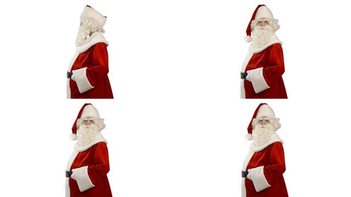 圣诞老人在看，微笑和眨眼