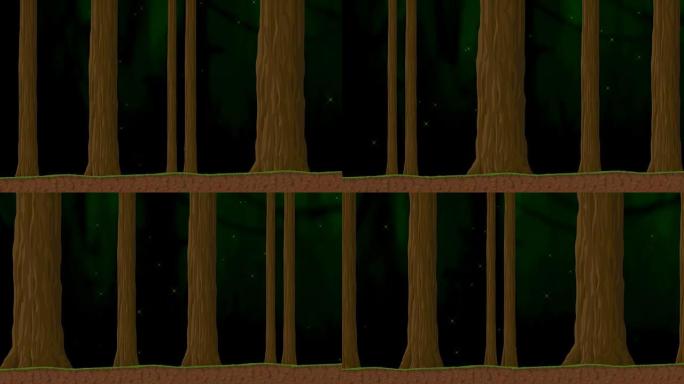 在森林中漫步，树木和粒子动画卡通
