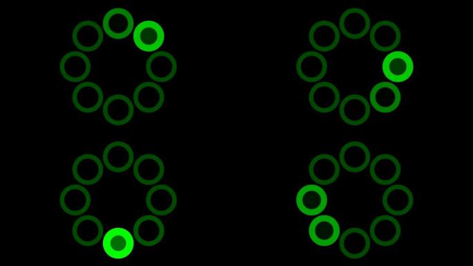 加载屏幕圆形，黑中绿背景- 30fps循环-视频纹理，无缝动画元素