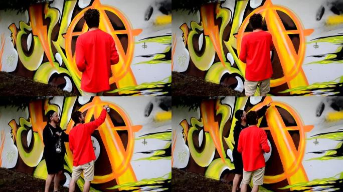 涂鸦、栅栏的创作过程。