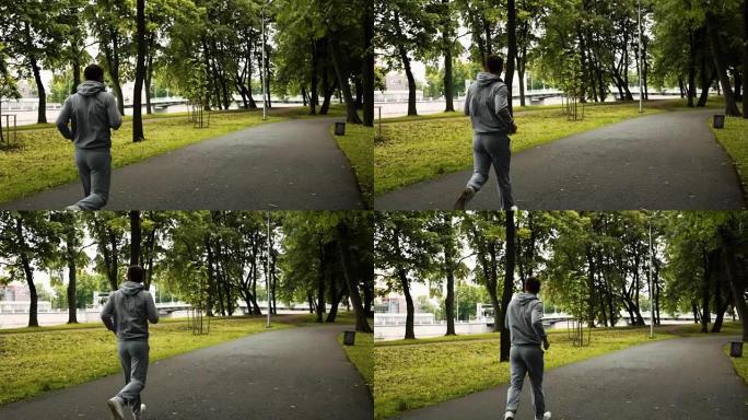 公园里跑步的人的背景图