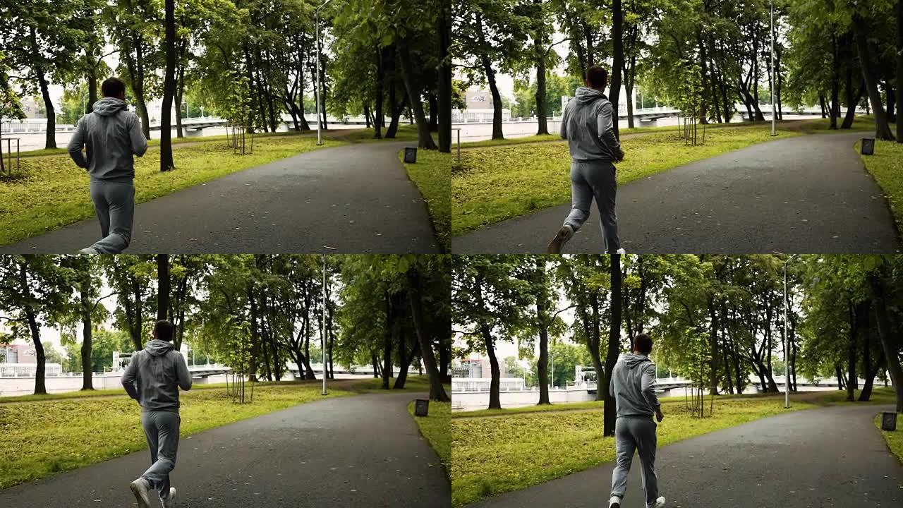 公园里跑步的人的背景图