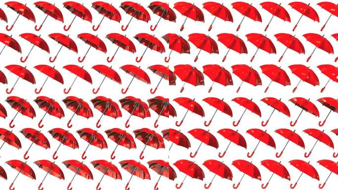 许多红色的雨伞