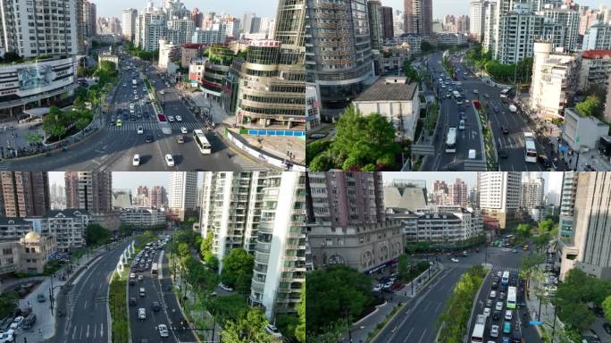 5K原素材-上海长寿路，普陀静安城市景观