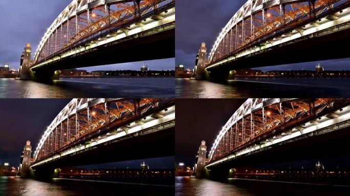 圣彼得堡布尔什霍金斯基大桥，延时摄影
