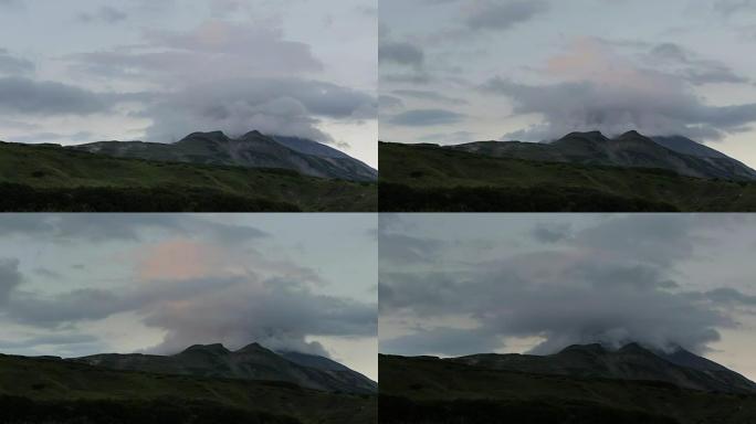Vilyuchinsky火山周围的云层运动