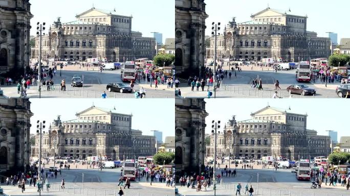 德累斯顿歌剧院，旅游景点，德国城市生活，日。欧洲、文化和风景的美丽照片。旅游观光，旅游景观德国地标。