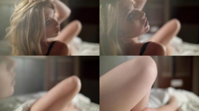 为性感视频拍摄摆姿势的模特