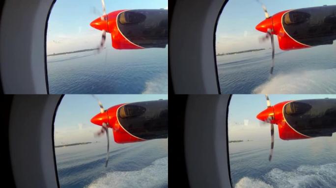 小型水上飞机在马尔代夫降落