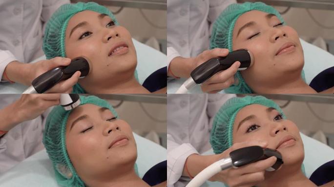 亚洲女性作为患者的治疗使皮肤光滑明亮