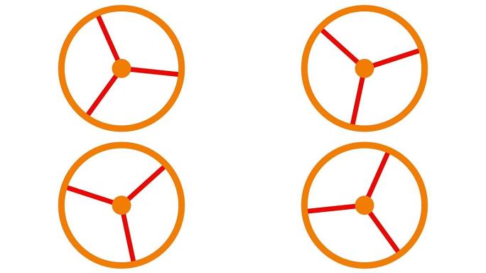 加载屏幕圆形，火红橙色和白色背景-循环-视频纹理，无缝动画元素