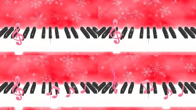 钢琴音符雪环明亮背景