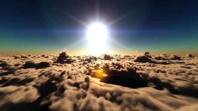 日落时飞越云层