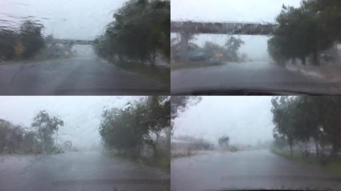 驾驶汽车穿越大雨