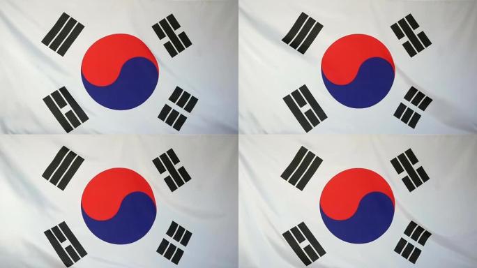 韩国的Slowmotion真实纺织品国旗
