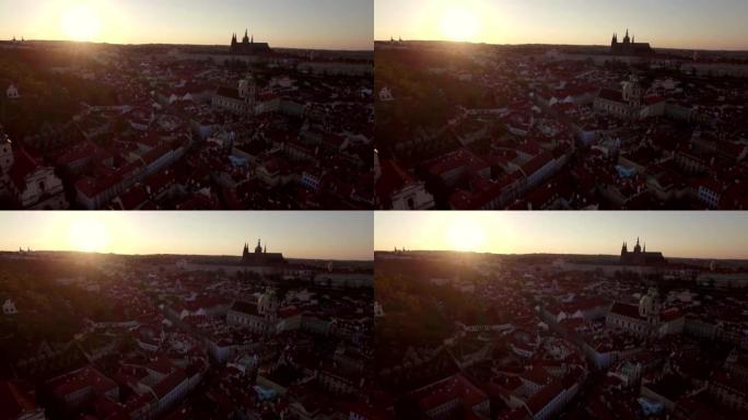 捷克共和国日出时的布拉格全景